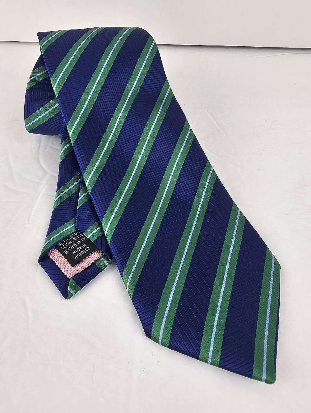 Thomas Pink 100% Silk Repp Stripe Woven Necktie Tie Pink Blade Professional